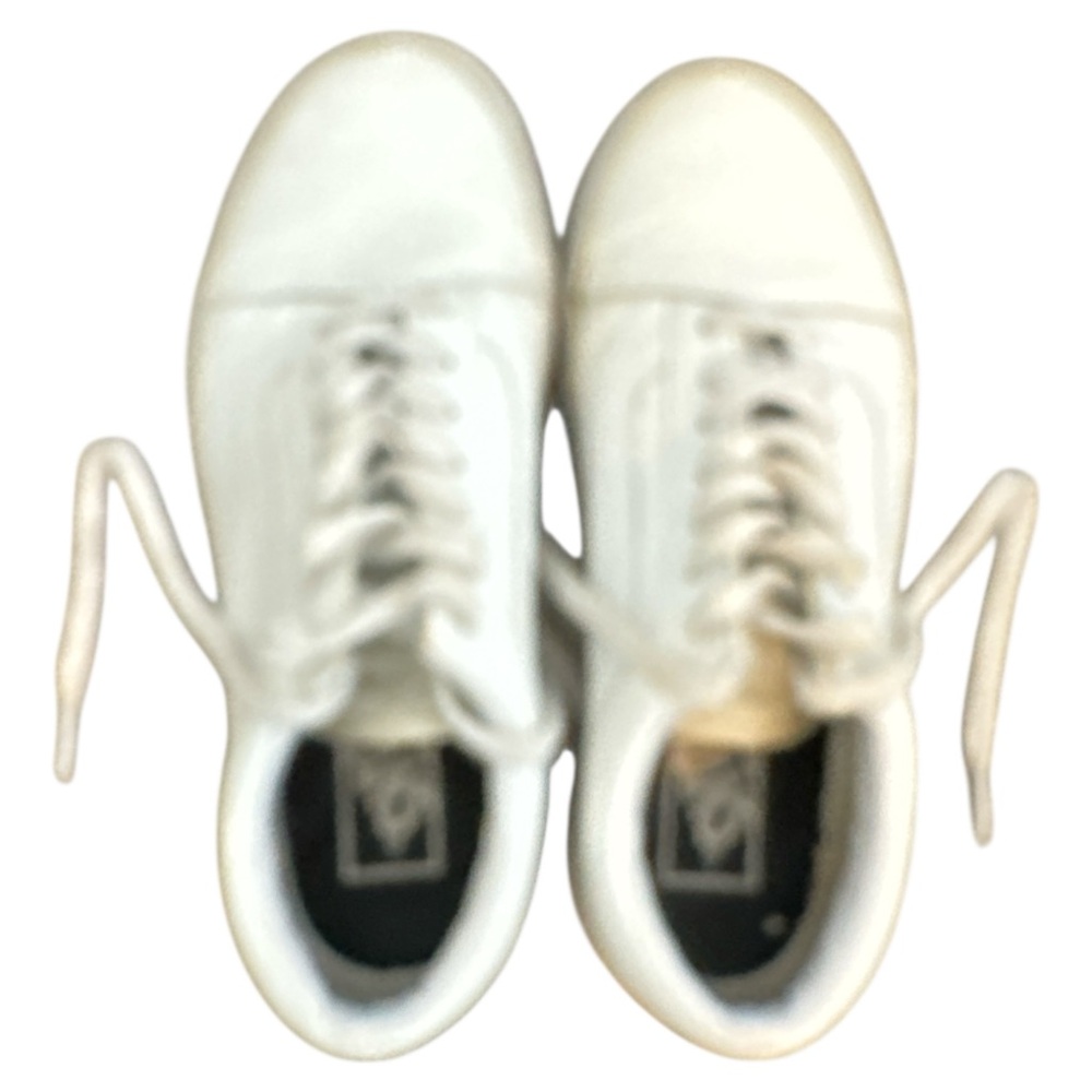 Vans White Leather Low-Top Lace-Up Sneakers